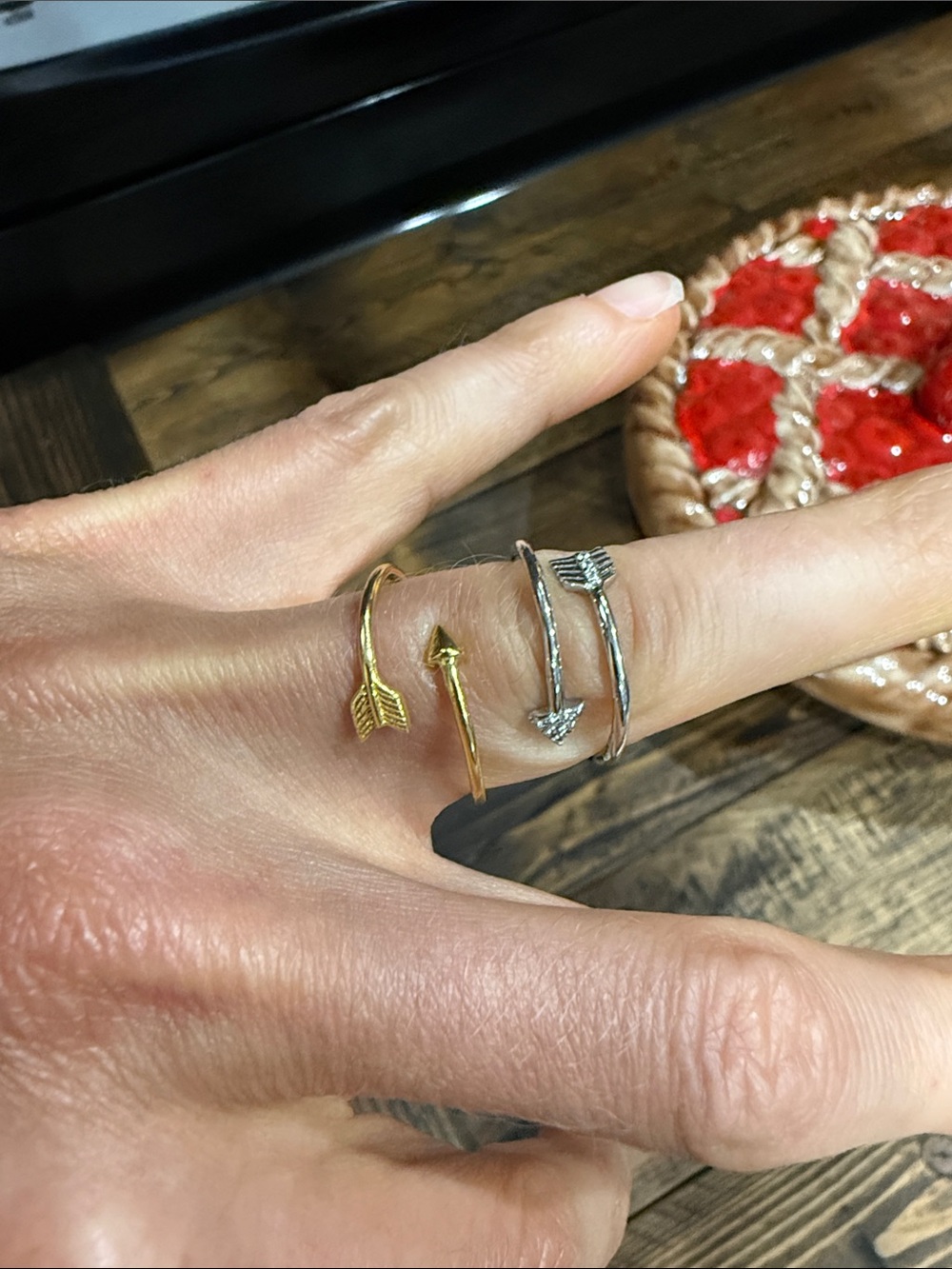 Adjustable Arrow Open Band Ring Set - Gold & Silver
